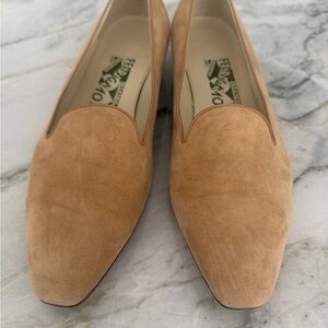 Feragamo Women's Tan Suede Loafers